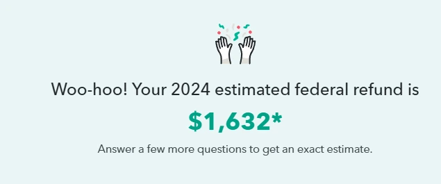 Screenshot showing the “Results Summary” section with estimated refund and total tax for 2025 in the Federal Income Tax Estimator.