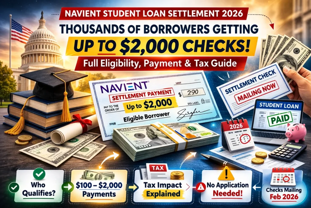 Student loan settlement check up to $2000 from Navient 2026